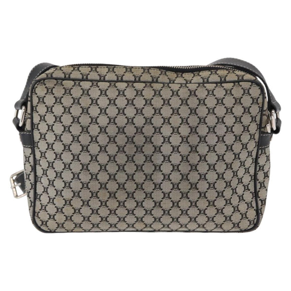 CELINE Macadam Canvas Shoulder Bag Gray Silver Auth ep11913