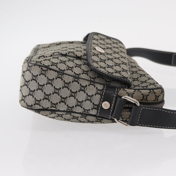 CELINE Macadam Canvas Shoulder Bag Gray Silver Auth ep11913