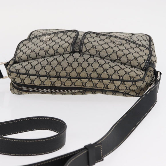 CELINE Macadam Canvas Shoulder Bag Gray Silver Auth ep11913