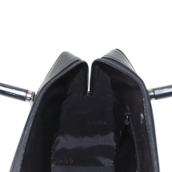 GUCCI Bamboo Hand Bag Leather Black Silver 000 0828 Auth ep11915