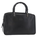 GUCCI Bamboo Hand Bag Leather Black Silver 000 0828 Auth ep11915-1