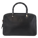GUCCI Bamboo Hand Bag Leather Black Silver 000 0828 Auth ep11915-13