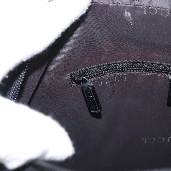 GUCCI Bamboo Hand Bag Leather Black Silver 000 0828 Auth ep11915