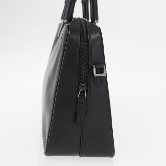 GUCCI Bamboo Hand Bag Leather Black Silver 000 0828 Auth ep11915