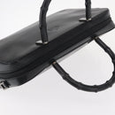 GUCCI Bamboo Hand Bag Leather Black Silver 000 0828 Auth ep11915-6