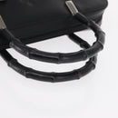 GUCCI Bamboo Hand Bag Leather Black Silver 000 0828 Auth ep11915-7