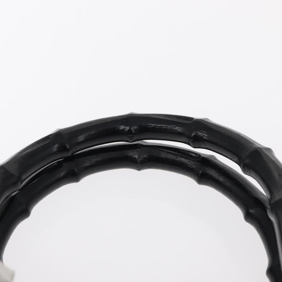 GUCCI Bamboo Hand Bag Leather Black Silver 000 0828 Auth ep11915