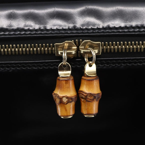 GUCCI Pouch Enamel Black Gold 032 1705 0150 Auth ep11916