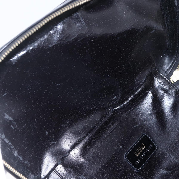 GUCCI Pouch Enamel Black Gold 032 1705 0150 Auth ep11916