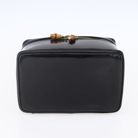 GUCCI Pouch Enamel Black Gold 032 1705 0150 Auth ep11916