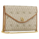 Christian Dior Honeycomb Canvas Chain Shoulder Bag PVC Beige Gold Auth ep11918-1