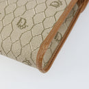 Christian Dior Honeycomb Canvas Chain Shoulder Bag PVC Beige Gold Auth ep11918-12