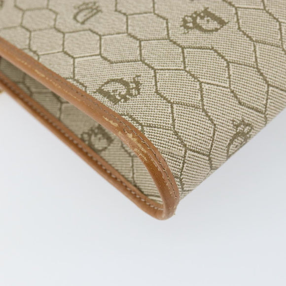 Christian Dior Honeycomb Canvas Chain Shoulder Bag PVC Beige Gold Auth ep11918
