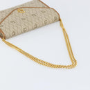 Christian Dior Honeycomb Canvas Chain Shoulder Bag PVC Beige Gold Auth ep11918-7