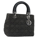 Christian Dior Lady Dior Canage Hand Bag Denim Black Silver Auth ep11922-1