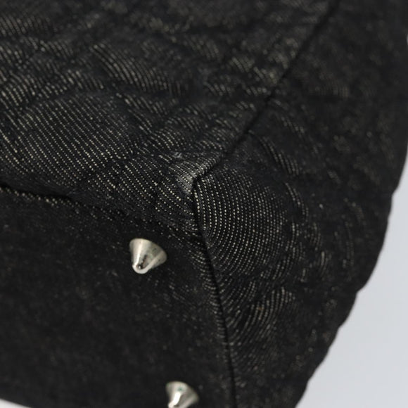 Christian Dior Lady Dior Canage Hand Bag Denim Black Silver Auth ep11922