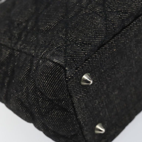 Christian Dior Lady Dior Canage Hand Bag Denim Black Silver Auth ep11922