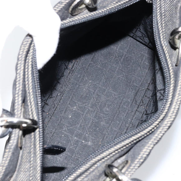 Christian Dior Lady Dior Canage Hand Bag Denim Black Silver Auth ep11922