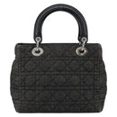 Christian Dior Lady Dior Canage Hand Bag Denim Black Silver Auth ep11922-2