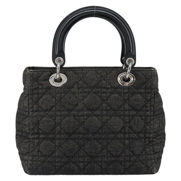 Christian Dior Lady Dior Canage Hand Bag Denim Black Silver Auth ep11922 - 0