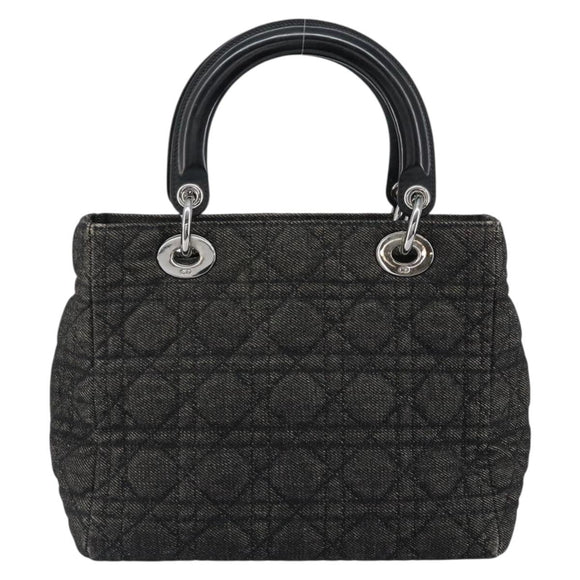 Christian Dior Lady Dior Canage Hand Bag Denim Black Silver Auth ep11922