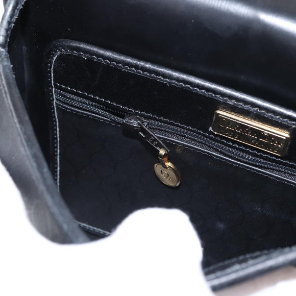 Christian Dior Honeycomb Canvas Shoulder Bag PVC Black gold Auth ep11923