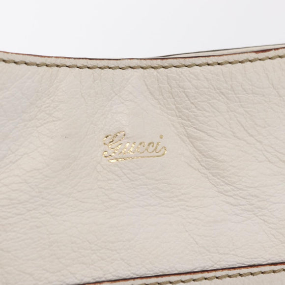 GUCCI Sherry Line Chain Shoulder Bag Leather White Gold 153011 Auth ep11925