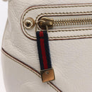 GUCCI Sherry Line Chain Shoulder Bag Leather White Gold 153011 Auth ep11925-15