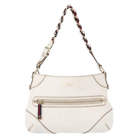 GUCCI Sherry Line Chain Shoulder Bag Leather White Gold 153011 Auth ep11925 - 0