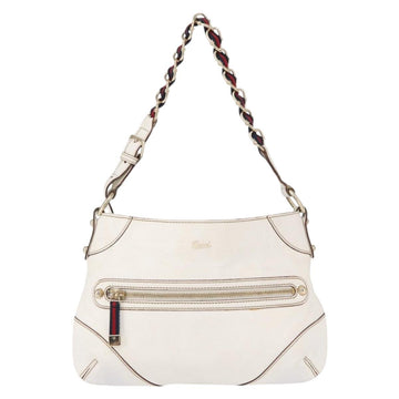 GUCCI Sherry Line Chain Shoulder Bag Leather White Gold 153011 Auth ep11925 - 0