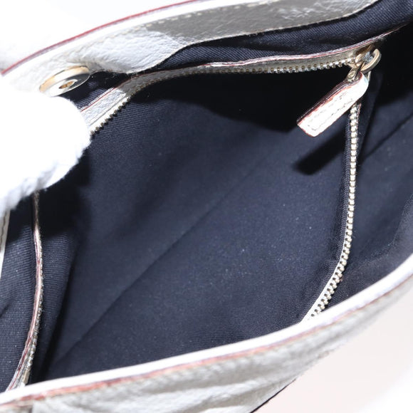 GUCCI Sherry Line Chain Shoulder Bag Leather White Gold 153011 Auth ep11925