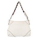 GUCCI Sherry Line Chain Shoulder Bag Leather White Gold 153011 Auth ep11925-3