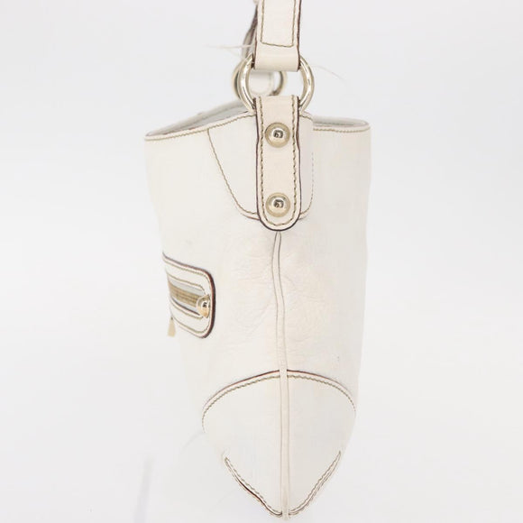 GUCCI Sherry Line Chain Shoulder Bag Leather White Gold 153011 Auth ep11925