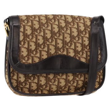 Christian Dior Trotter Canvas Shoulder Bag Beige Gold Auth ep11926