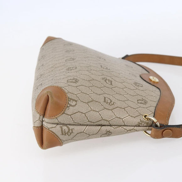Christian Dior Honeycomb Canvas Shoulder Bag PVC Beige Gold Auth ep11929