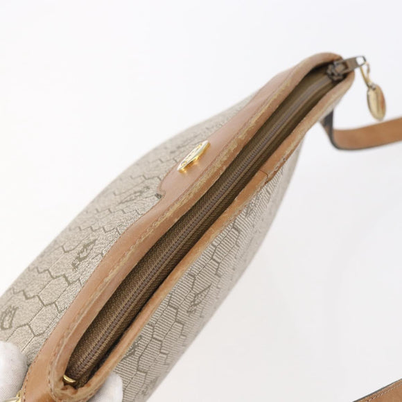 Christian Dior Honeycomb Canvas Shoulder Bag PVC Beige Gold Auth ep11929