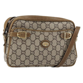 GUCCI GG Plus Supreme Shoulder Bag PVC Beige Gold Auth ep11930