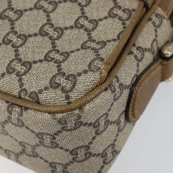GUCCI GG Plus Supreme Shoulder Bag PVC Beige Gold Auth ep11930