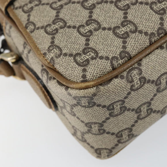 GUCCI GG Plus Supreme Shoulder Bag PVC Beige Gold Auth ep11930