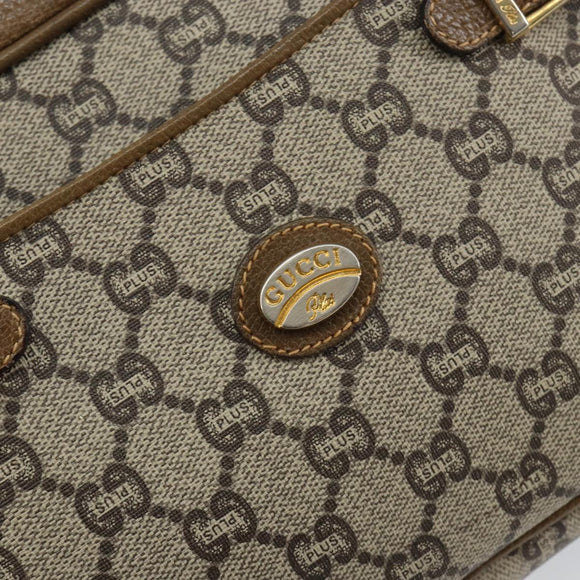 GUCCI GG Plus Supreme Shoulder Bag PVC Beige Gold Auth ep11930