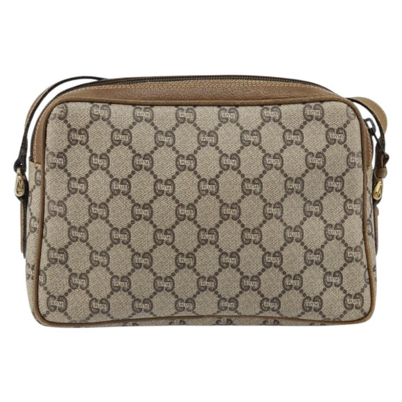 GUCCI GG Plus Supreme Shoulder Bag PVC Beige Gold Auth ep11930