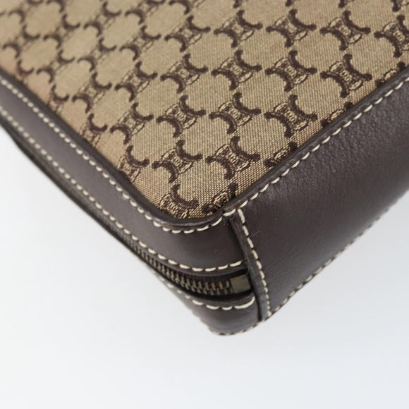 CELINE Macadam Canvas Shoulder Bag Beige Gold Auth ep11932