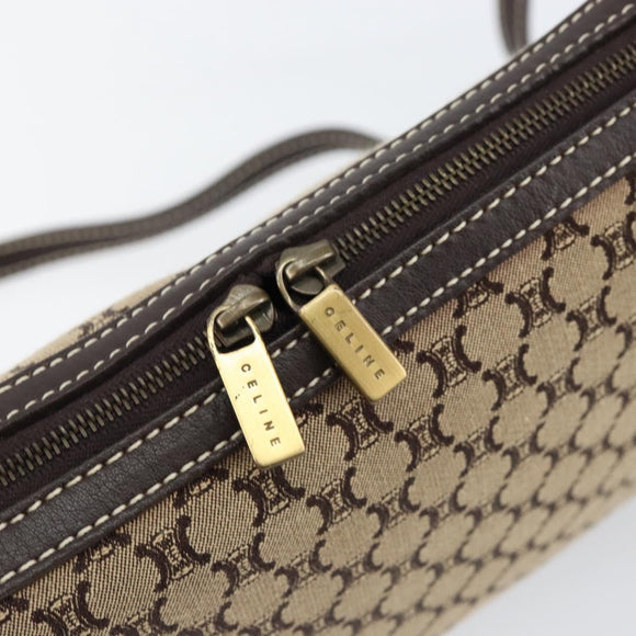 CELINE Macadam Canvas Shoulder Bag Beige Gold Auth ep11932