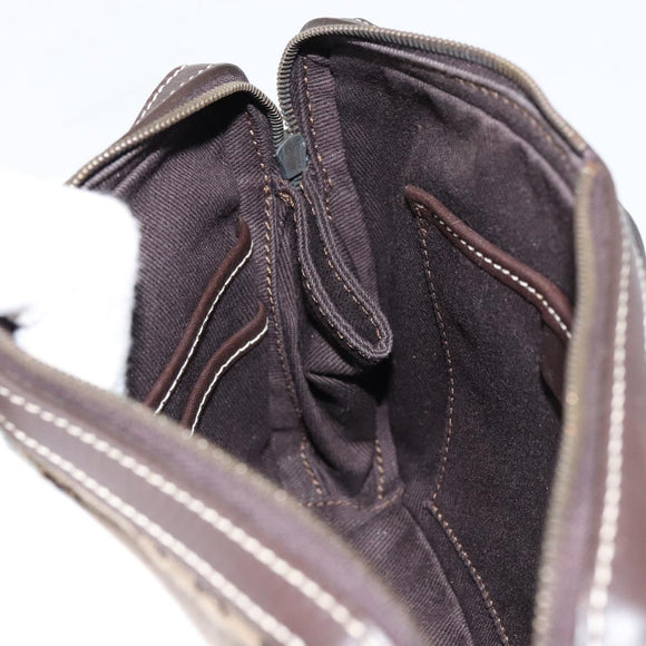 CELINE Macadam Canvas Shoulder Bag Beige Gold Auth ep11932