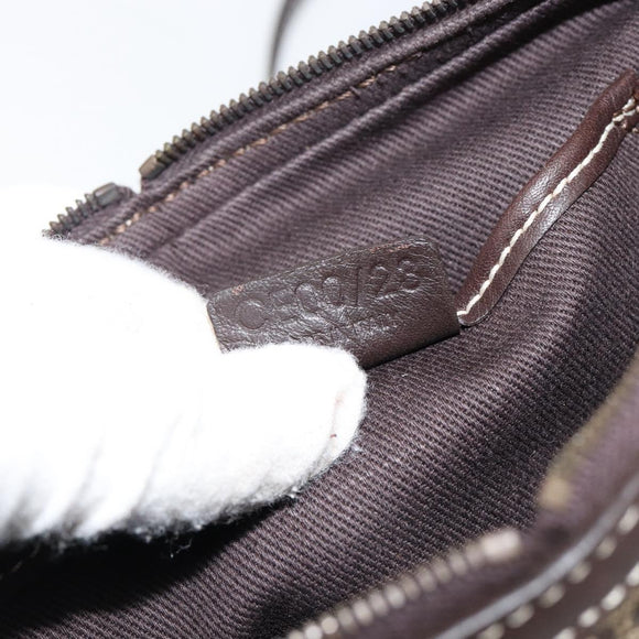 CELINE Macadam Canvas Shoulder Bag Beige Gold Auth ep11932