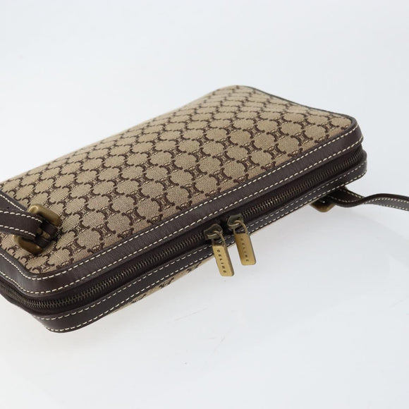 CELINE Macadam Canvas Shoulder Bag Beige Gold Auth ep11932