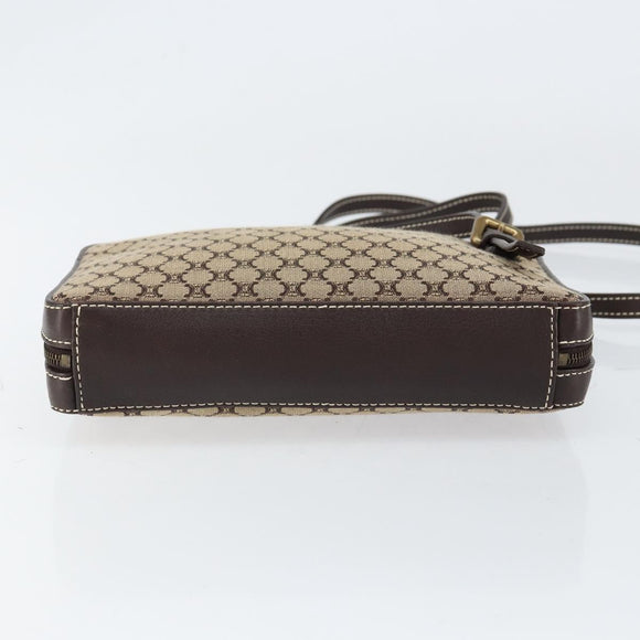 CELINE Macadam Canvas Shoulder Bag Beige Gold Auth ep11932