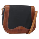 Christian Dior Shoulder Bag Nylon Leather Black Brown gold Auth ep11933-1