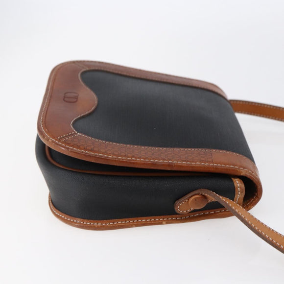 Christian Dior Shoulder Bag Nylon Leather Black Brown gold Auth ep11933
