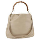 GUCCI Bamboo Shoulder Bag Leather 2way Beige Gold 001 2113 1577 Auth ep11942-1